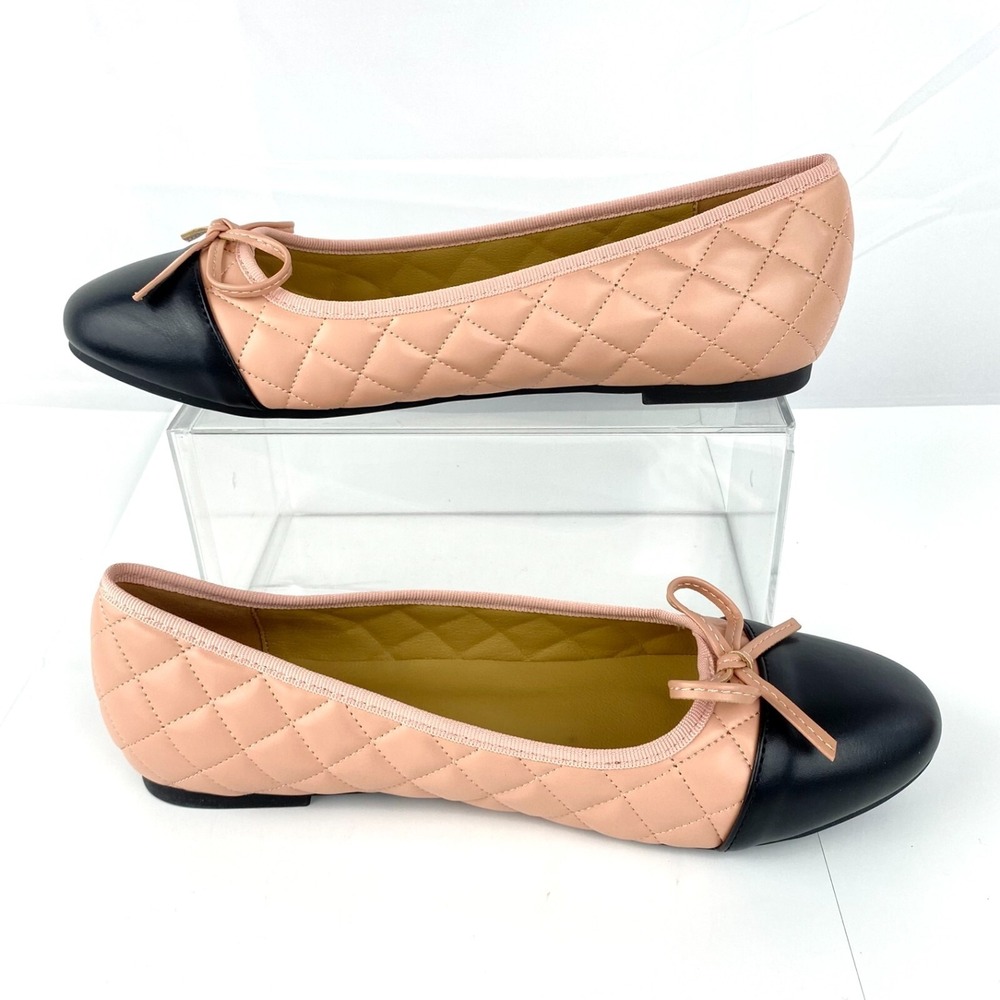 NEW Chicmyth Ballet Flats Womens 9 Shoes 41 Slip on Retro Loafers Pink & Black - Picture 5 of 9